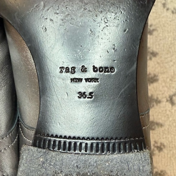 RAG & BONE Audrey Pewter Metallic Silver Preppy Lace Up Oxfords - Picture 10 of 12